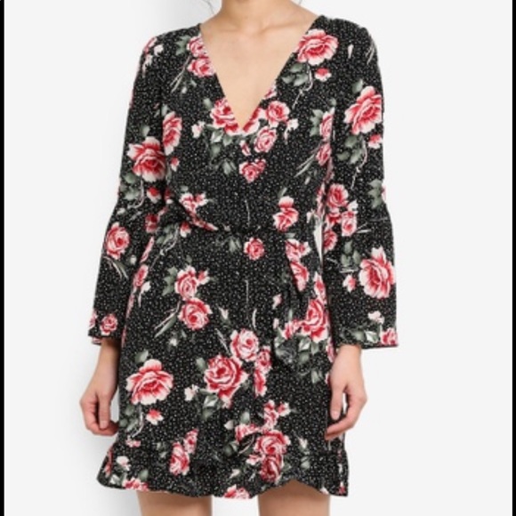 miss selfridge black floral dress